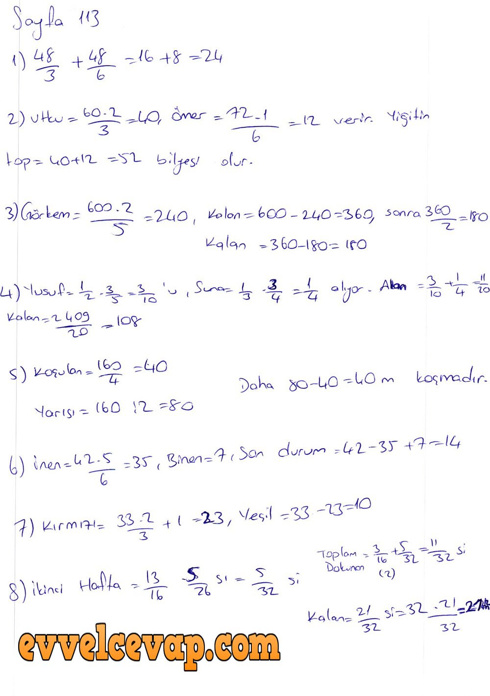 6. Sınıf Mega Yayınları Matematik Ders Kitabı Sayfa 113 Cevabı | Evvel ...