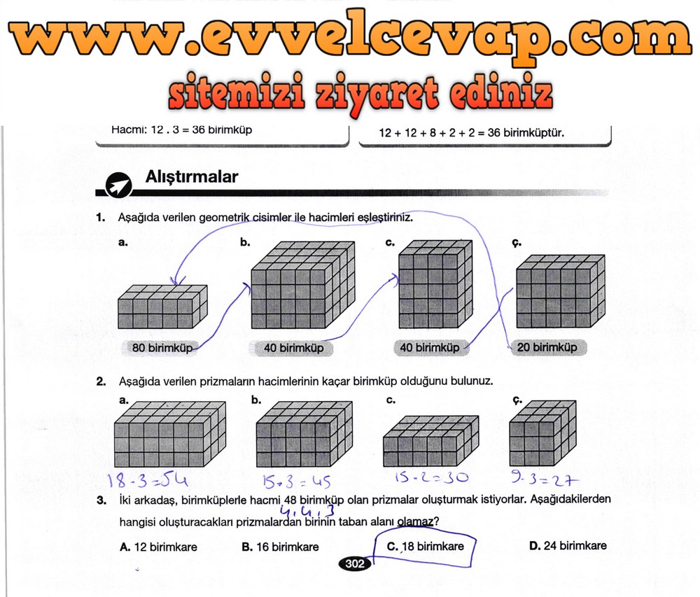 6. Sınıf Berkay Yayıncılık Matematik Ders Kitabı Sayfa 302 Cevabı