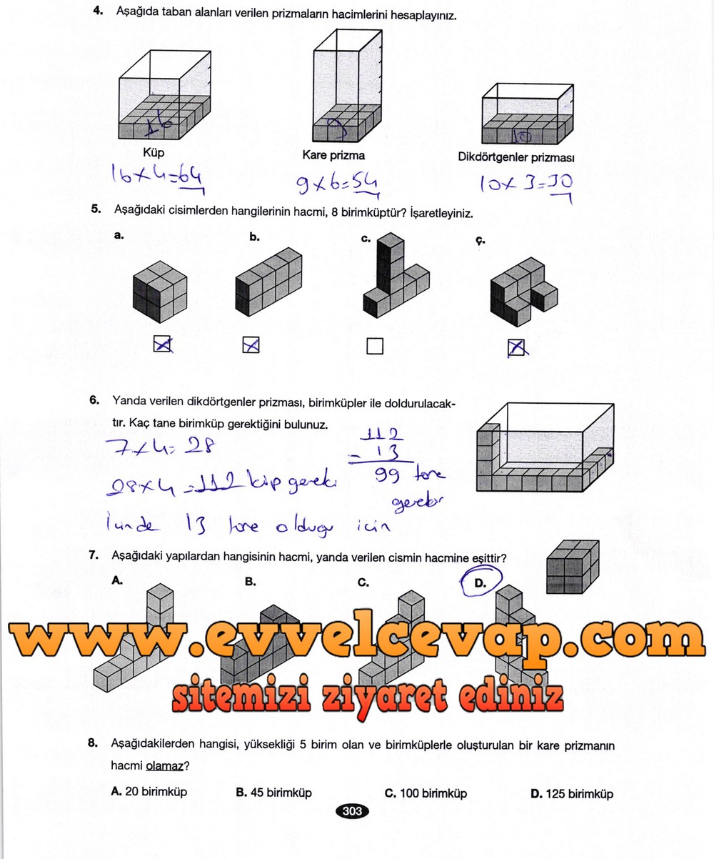 6. Sınıf Berkay Yayıncılık Matematik Ders Kitabı Sayfa 303 Cevabı