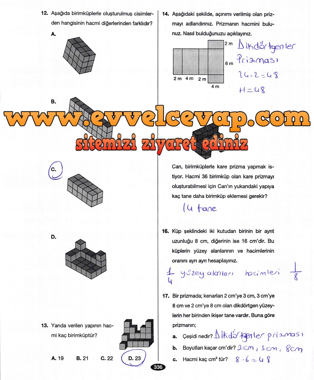 6. Sınıf Berkay Yayıncılık Matematik Ders Kitabı Sayfa 336 Cevabı