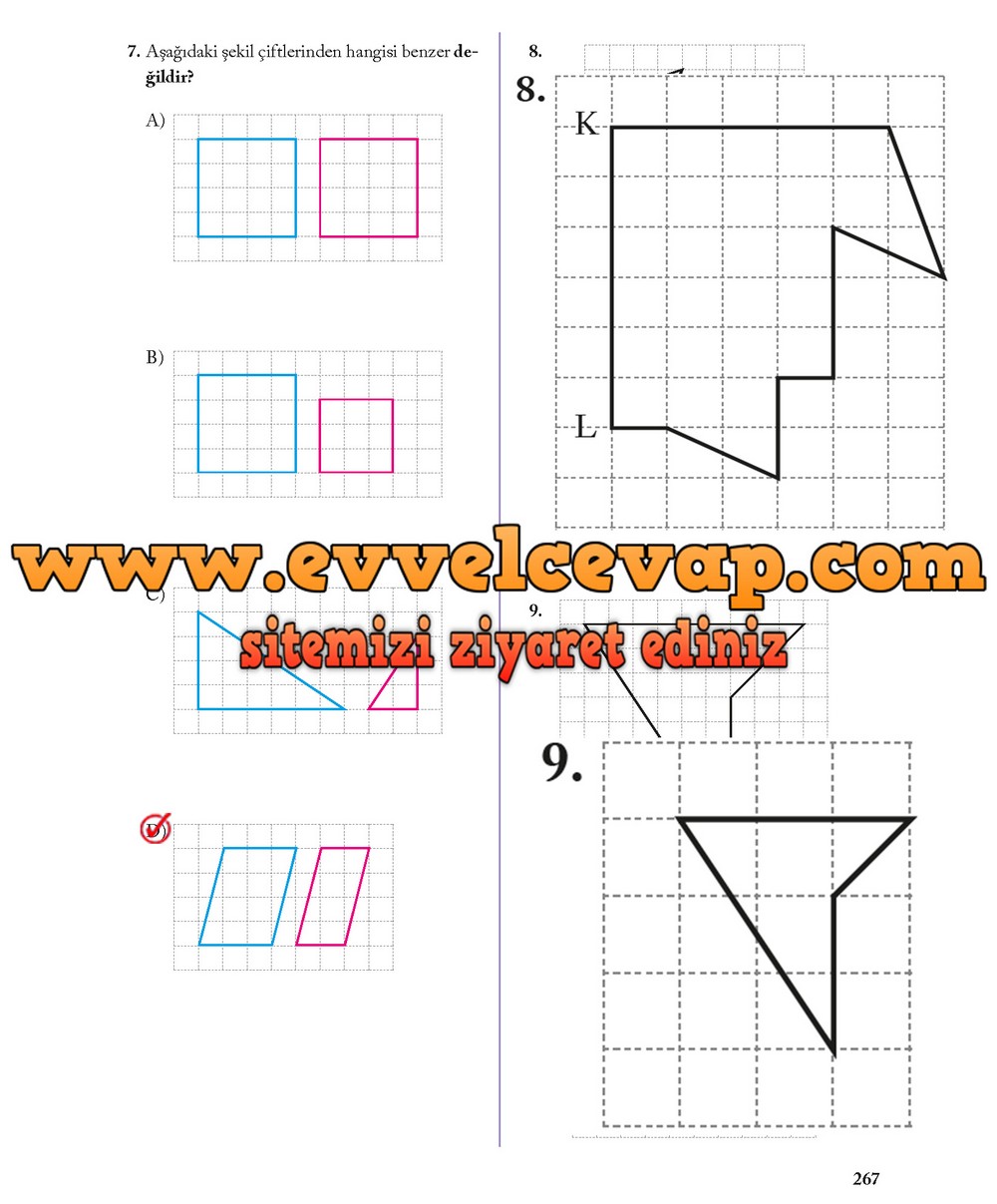 8. Sınıf Ekoyay Yayıncılık Matematik Ders Kitabı Sayfa 267 Cevabı