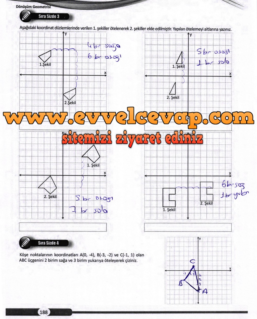 8. Sınıf Matematik Ders Kitabı Sayfa 188 Cevapları Meb Yayınları