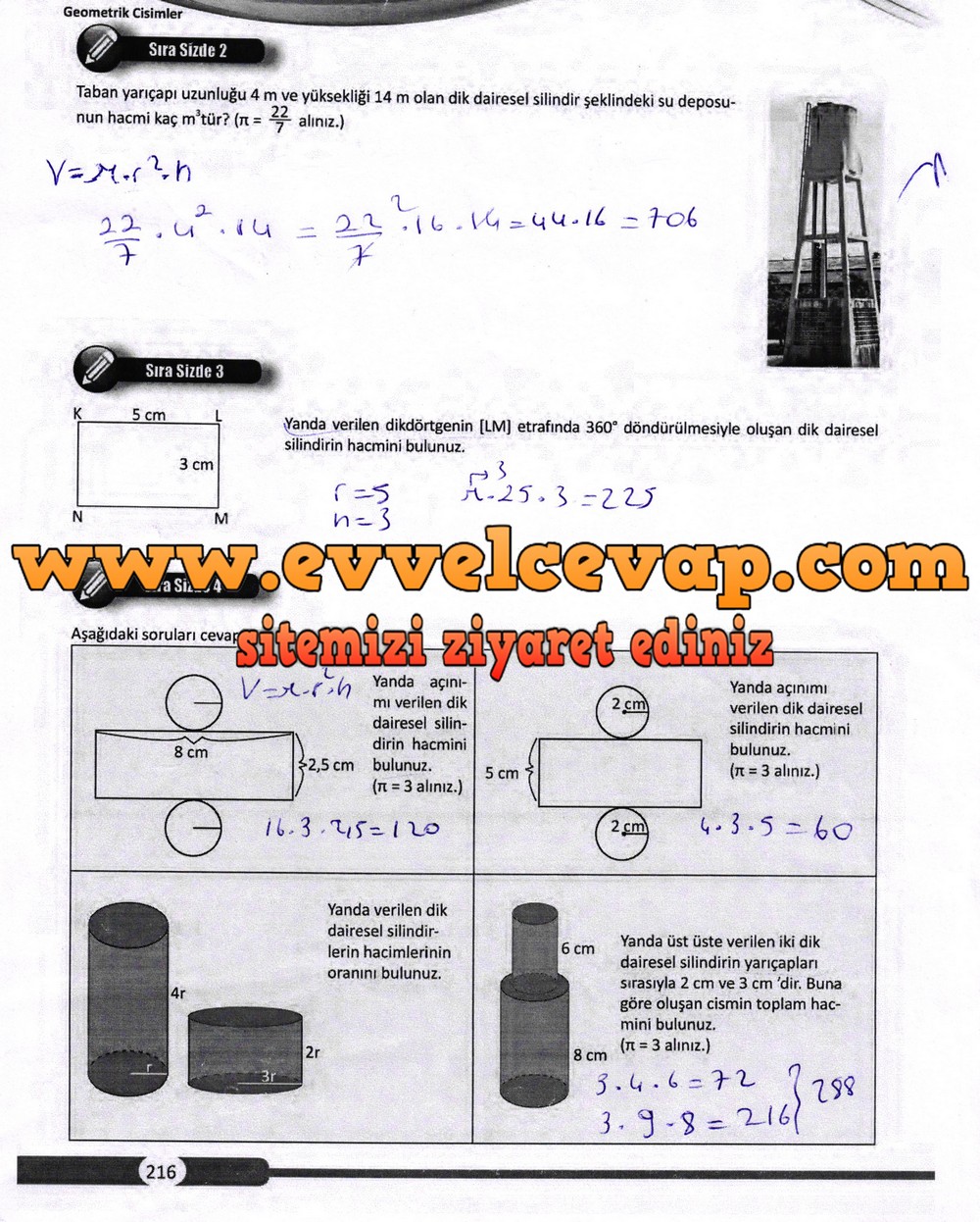 8. Sınıf Matematik Ders Kitabı Sayfa 216 Cevapları Meb Yayınları