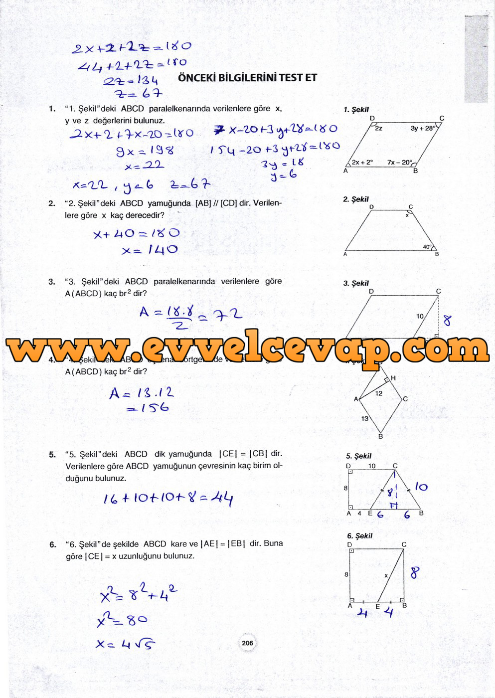 10. Sınıf Aydın Yayıncılık Matematik Ders Kitabı Sayfa 264 Cevabı