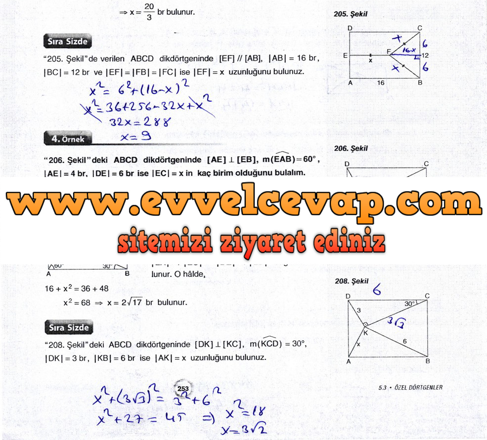 10. Sınıf Aydın Yayıncılık Matematik Ders Kitabı Sayfa 253 Cevabı