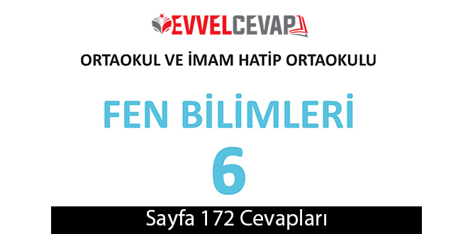 6. Sınıf Meb Yayınları Fen Bilimleri Ders Kitabı Sayfa 172 Cevapları