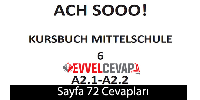 6. Sınıf Almanca A2.1-A2.2 Ders Kitabı Sayfa 72 Cevapları Meb Yayınları