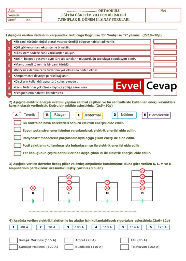 7 sınıf türkçe sınavı 2 dönem 2 yazılı soruları