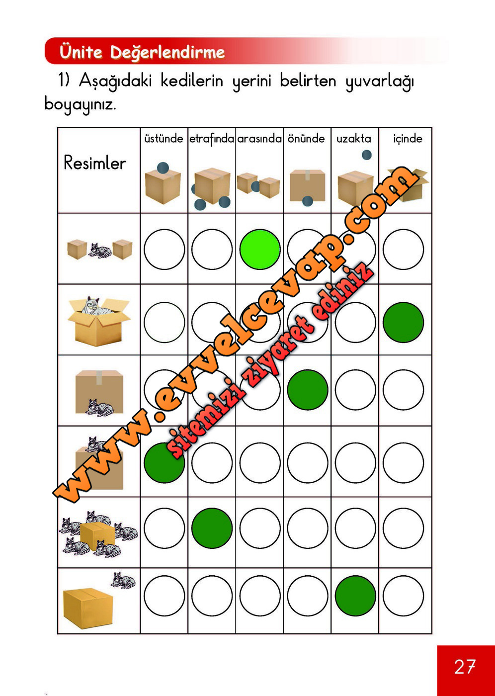 1. Sınıf Matematik Meb Yayınları Ders Kitabı Cevapları Sayfa 27