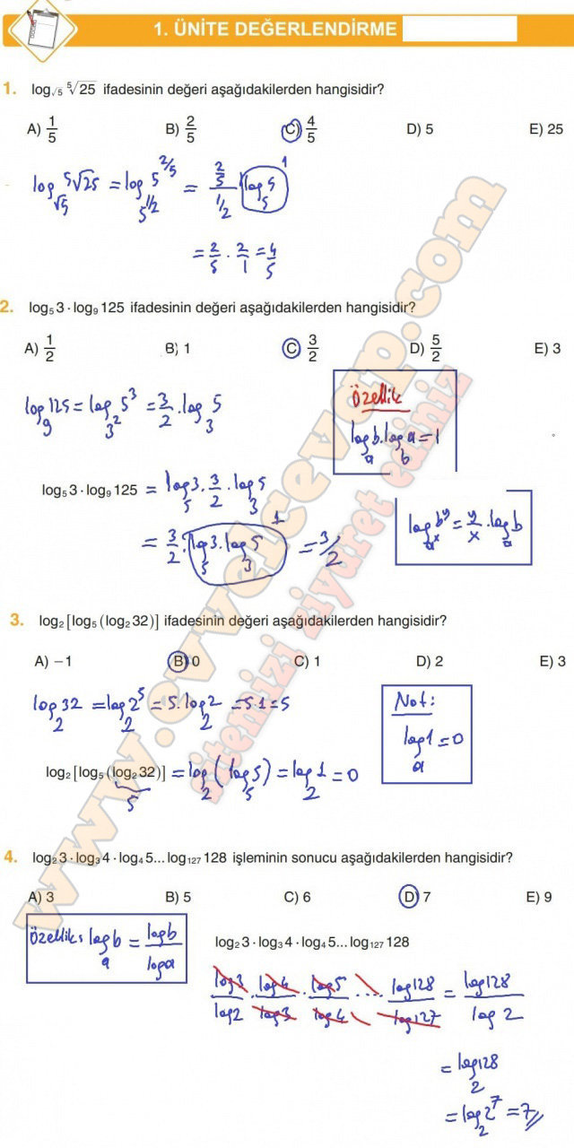 12. Sınıf Matematik Tutku Yayınları Ders Kitabı Cevapları Sayfa 62