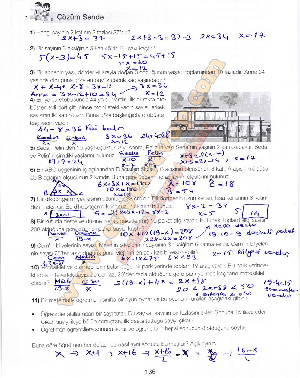 7. Sınıf Matematik Meb Yayınları Ders Kitabı Sayfa 136 Cevapları