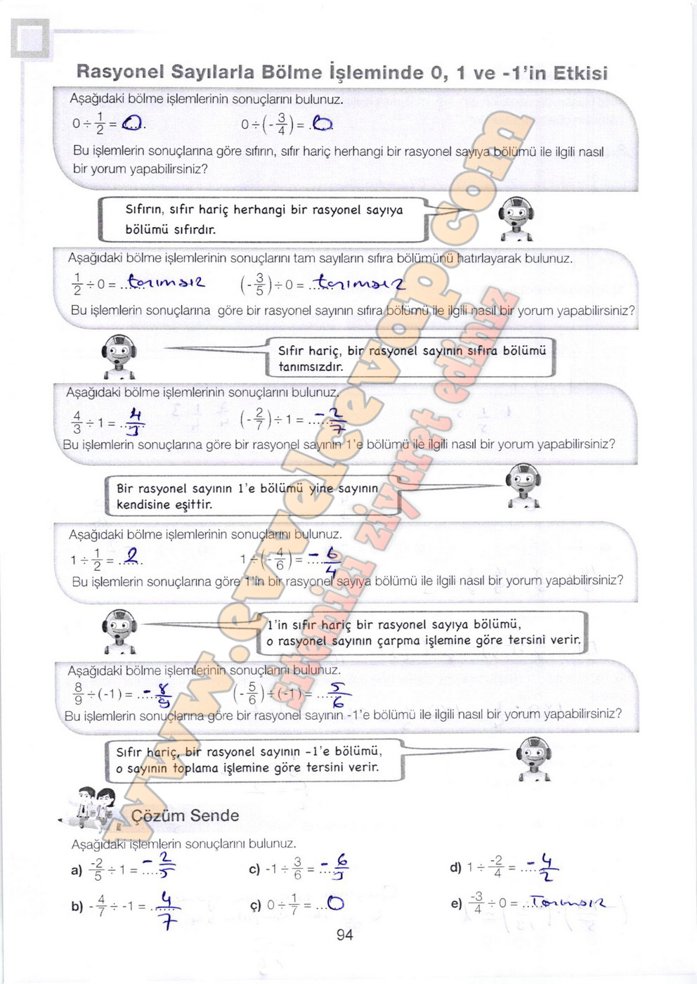 7. Sınıf Matematik Meb Yayınları Ders Kitabı Sayfa 94 Cevapları