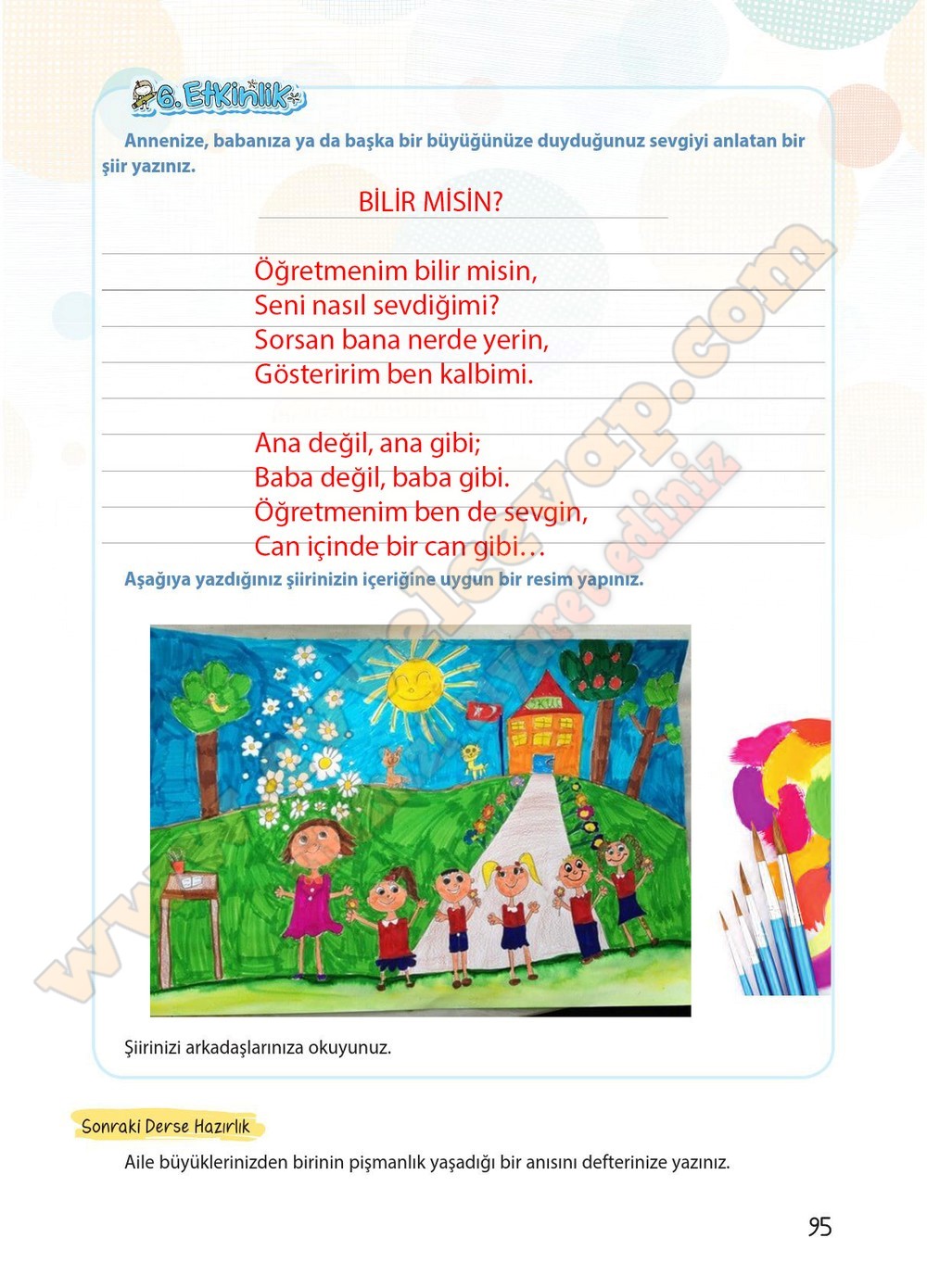 4. sınıf Koza Yayınları Türkçe Ders Kitabı Cevapları Sayfa 95