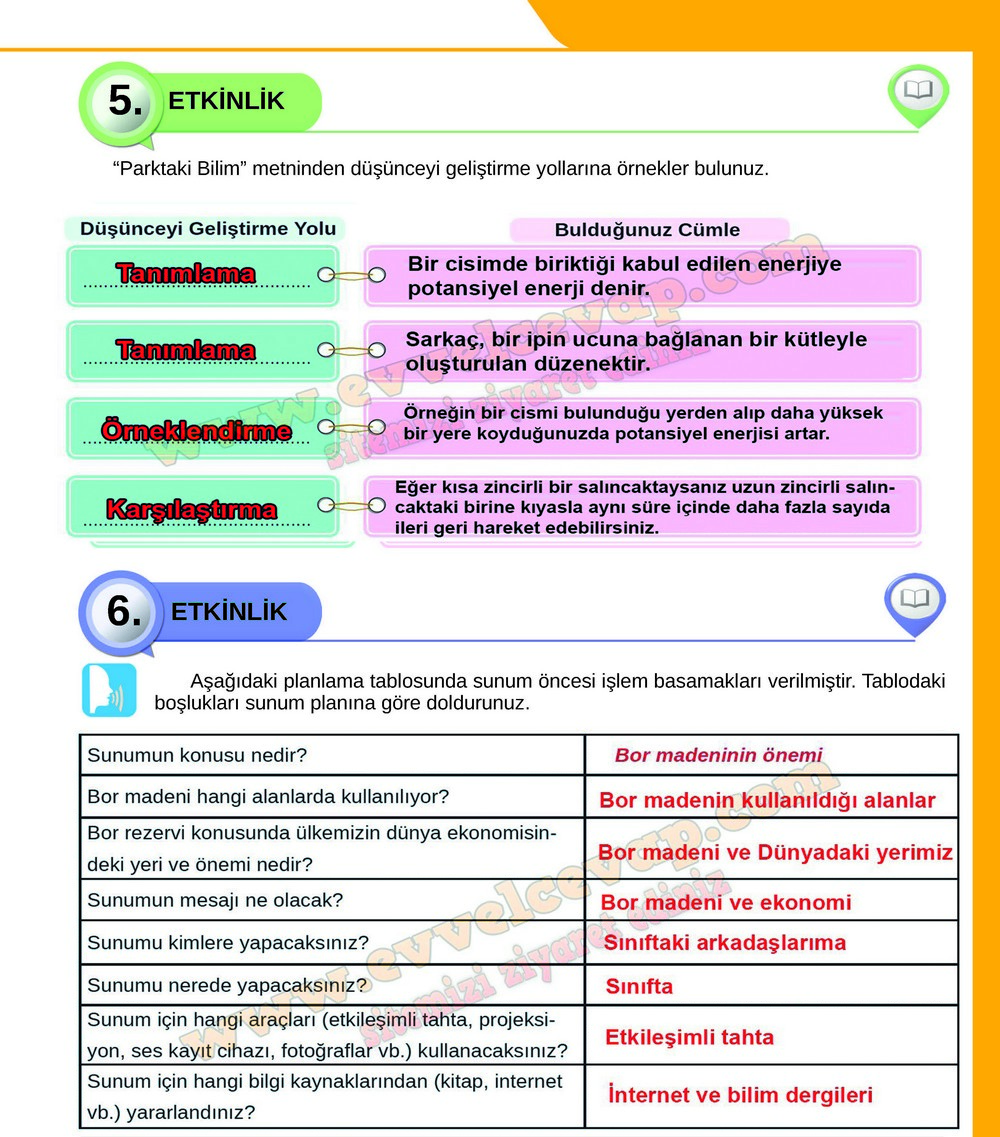 8. sınıf Meb Yayınları Türkçe Ders Kitabı Cevapları Sayfa 101
