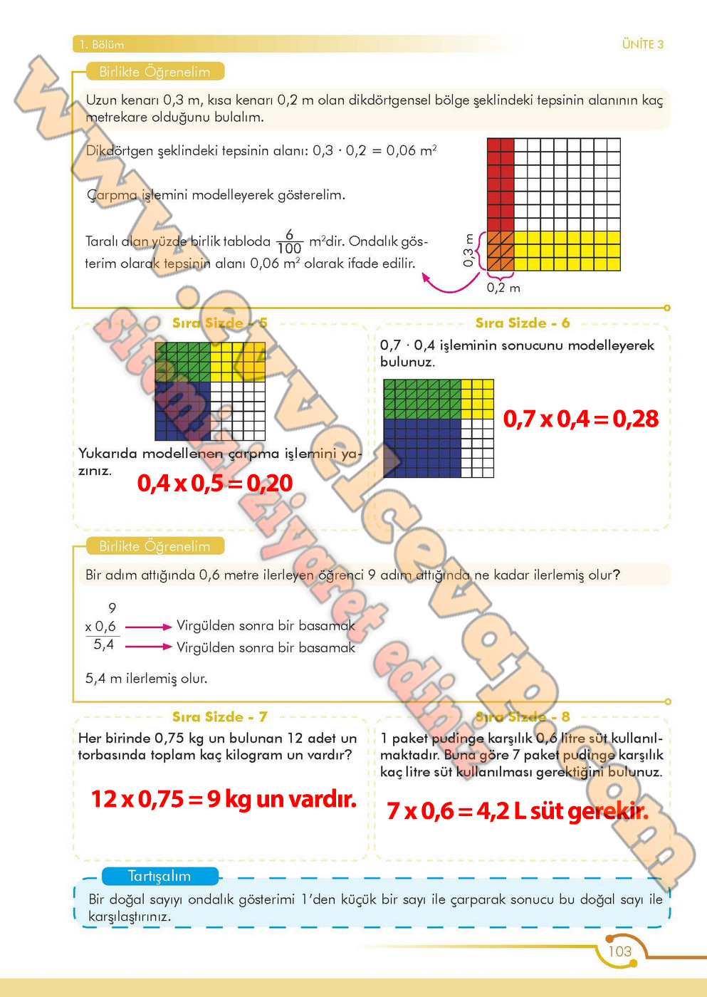 6. Sınıf Matematik Ders Kitabı Meb Sayfa 101-102-103-104-105 Cevapları