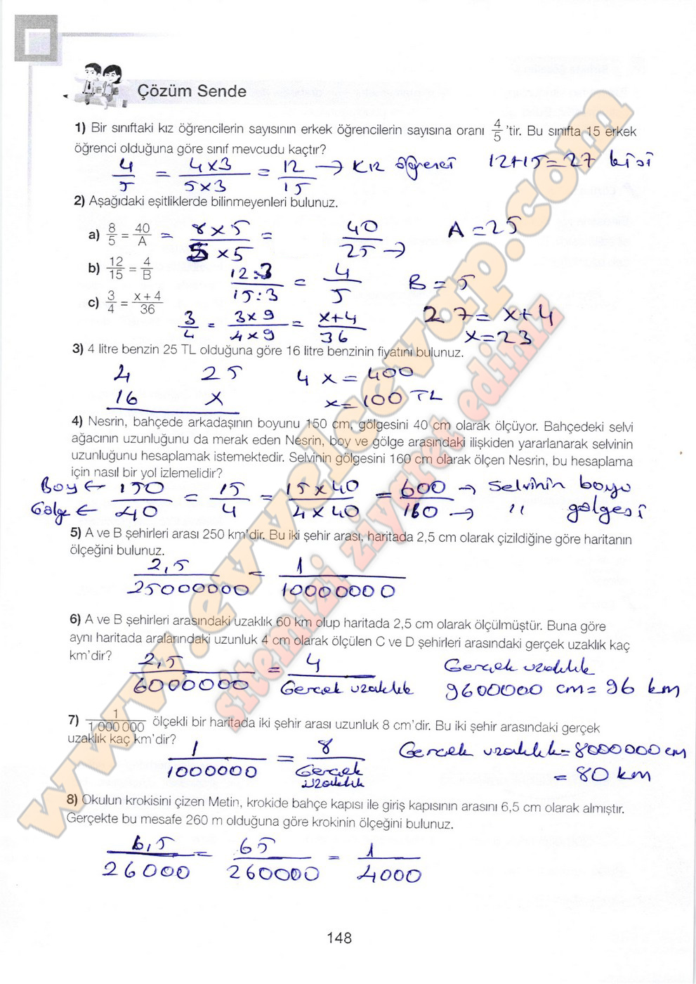 7 sınıf matematik ders kitabı sayfa 148 152 cevapları