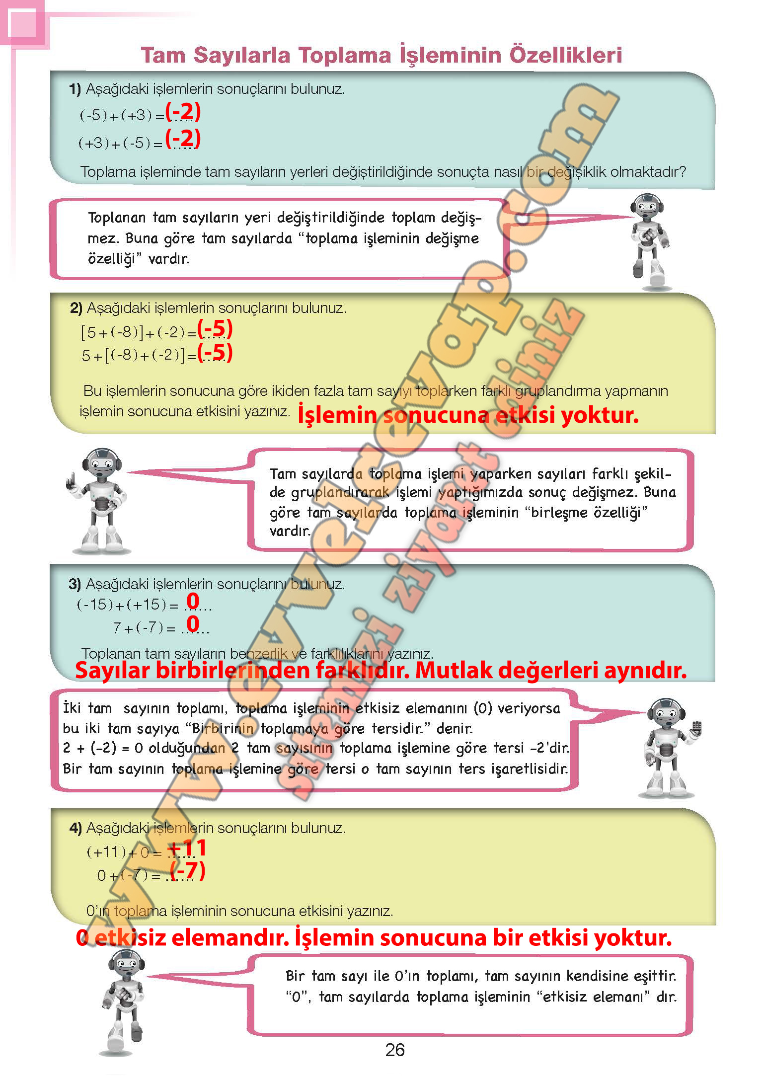 7. Sınıf Matematik Ders Kitabı Meb Sayfa 12-14-16-23-24-25-26-28 Cevapları