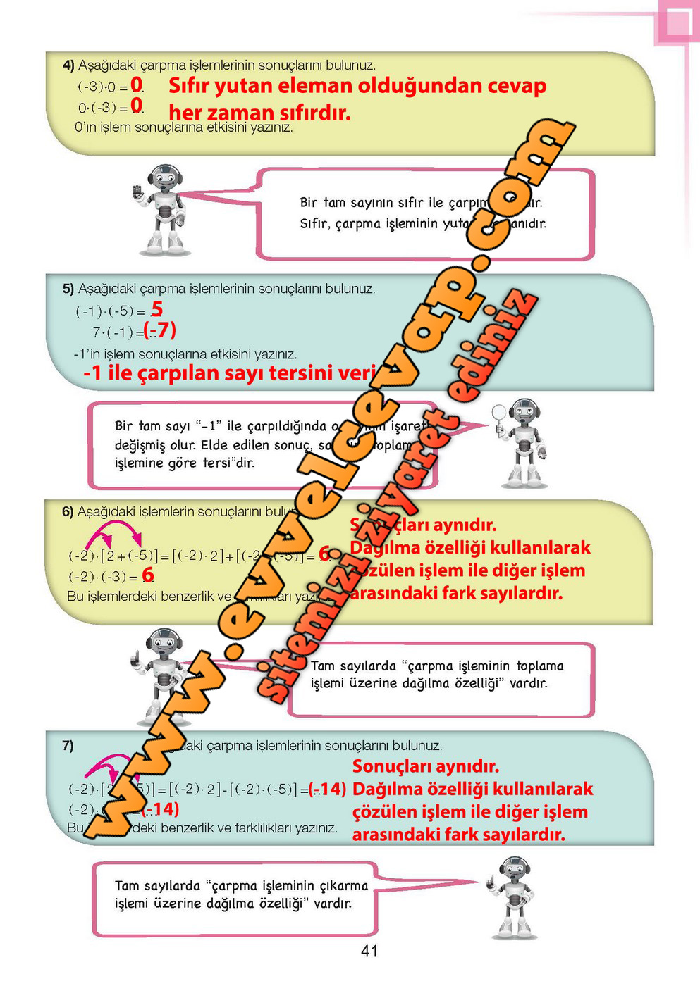 7. Sınıf Matematik Ders Kitabı Meb Sayfa 34-35-36-39-40-41-42 Cevapları