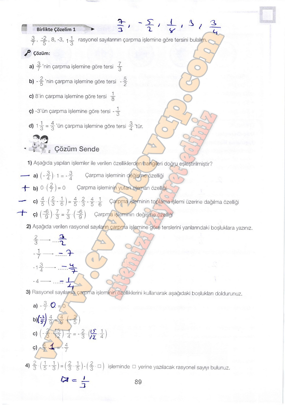 7. Sınıf Matematik Ders Kitabı Meb Sayfa 80-81-82-83-86-88-89 Cevapları