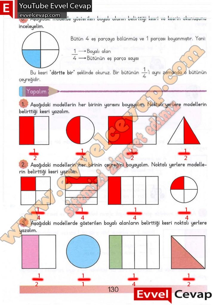 3 sınıf matematik ders kitabı sayfa 130 cevapları tuna yayınları