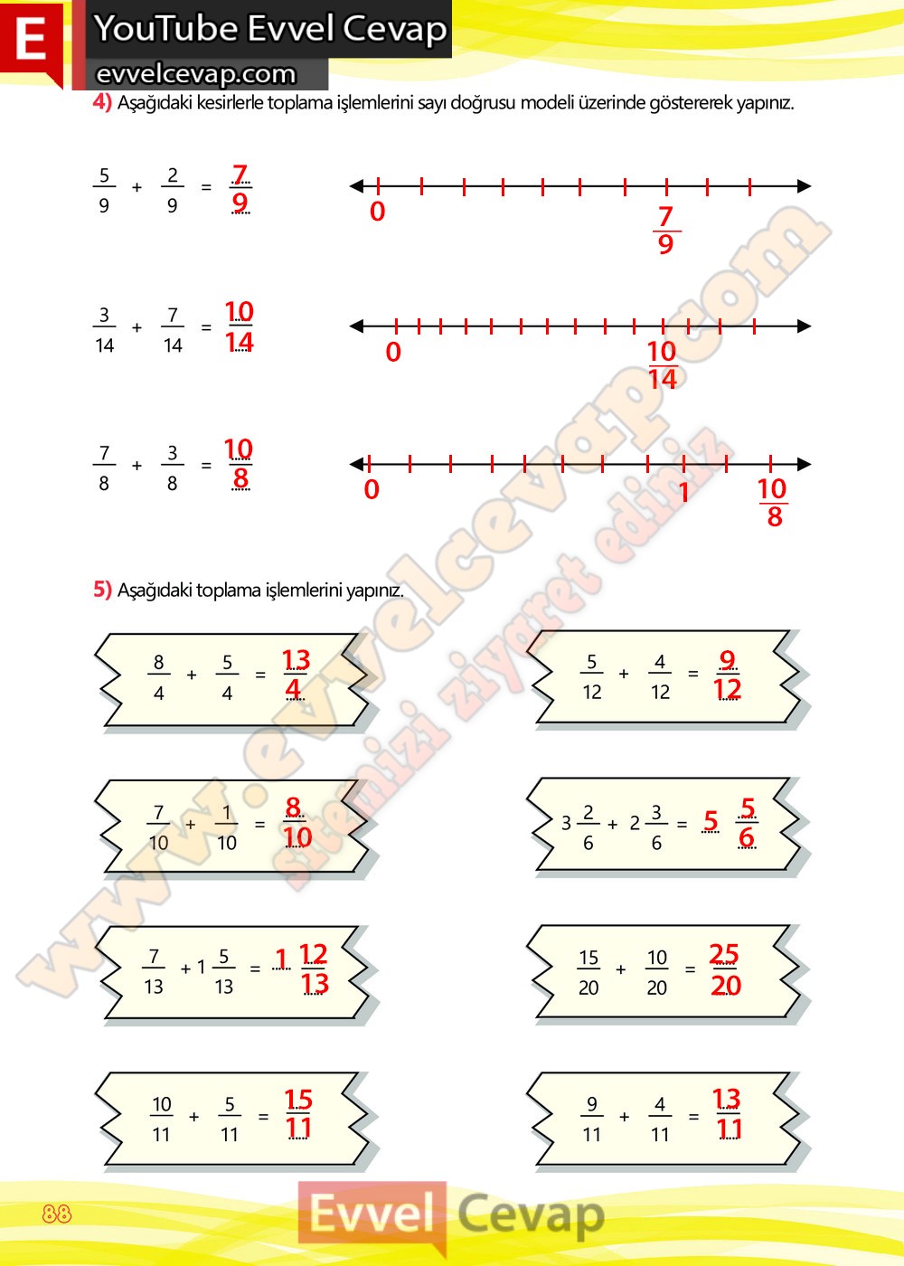 4 sınıf matematik kitabı sayfa 88 cevap anahtarı