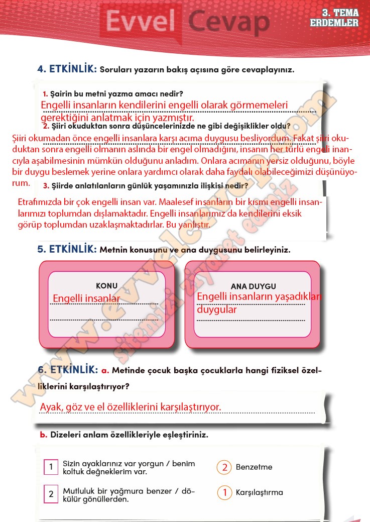 4 Sinif Meb Yayinlari Turkce Ders Kitabi Cevaplari Sayfa 81 82 83 84 85
