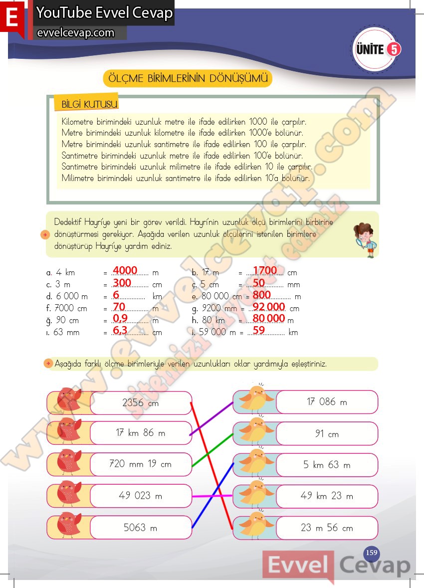 4 sınıf matematik kitabı sayfa 159 cevapları meb yayınları