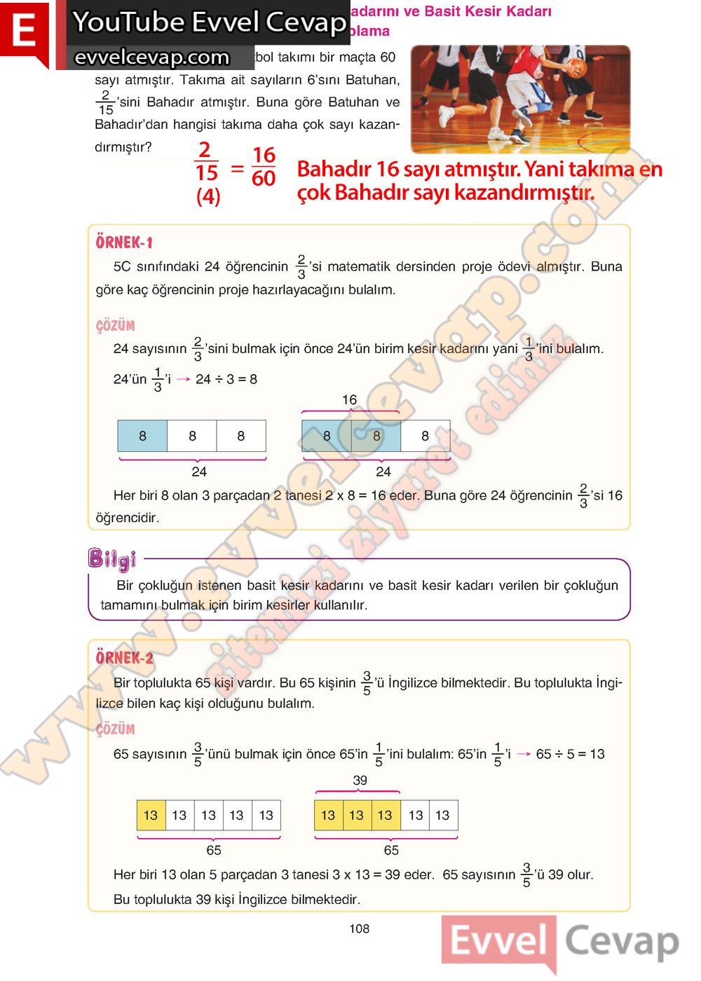 5 sınıf matematik ders kitabı cevapları sayfa 108 109