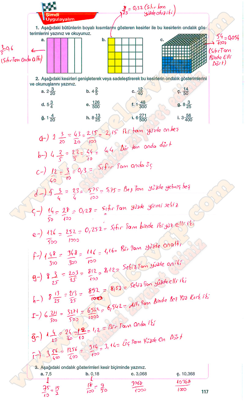 5 sınıf matematik ders kitabı cevapları sayfa 117