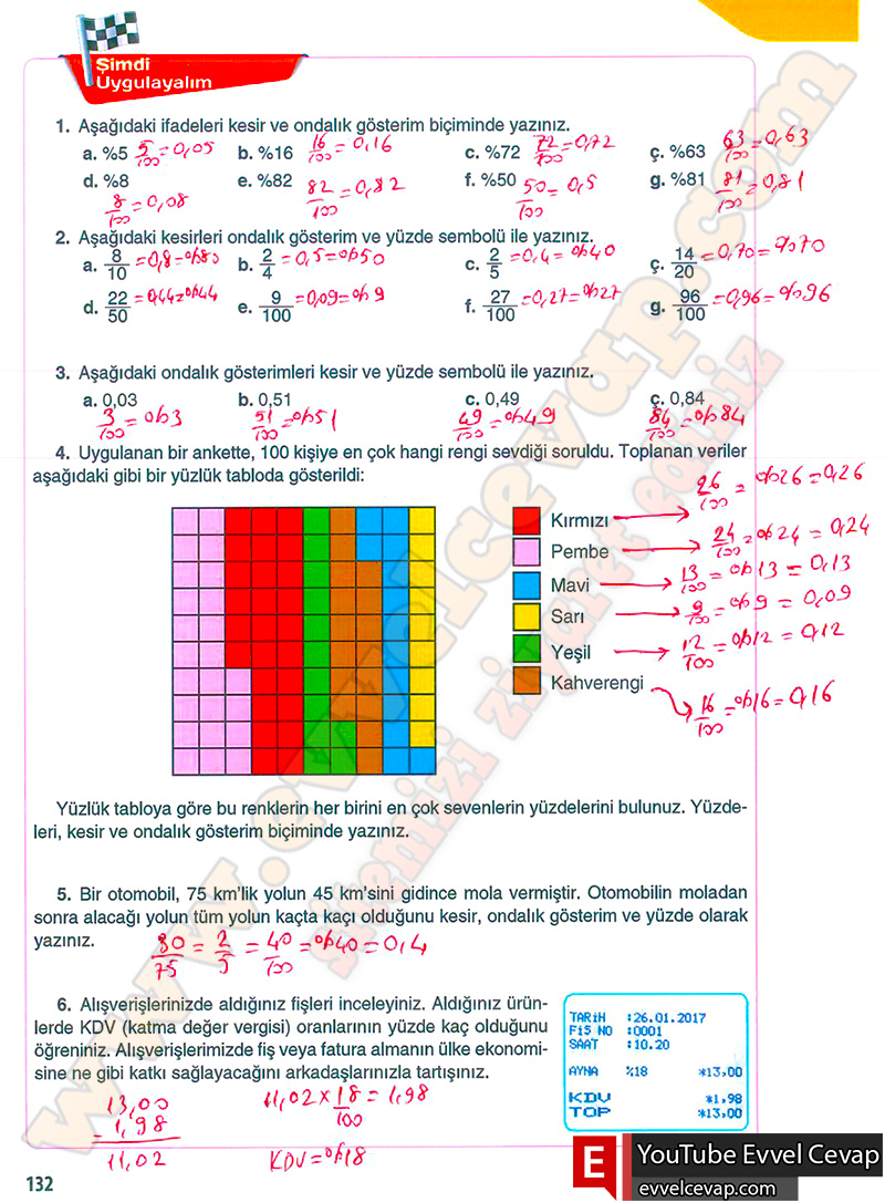 5 sınıf matematik ders kitabı sayfa 132 cevap anahtarı