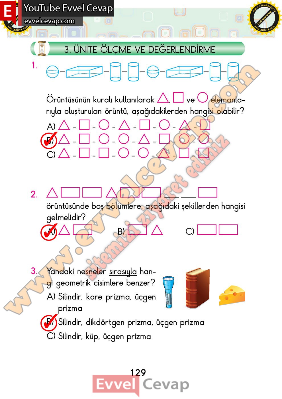 2 sınıf matematik ders kitabı sayfa 129 130 cevapları