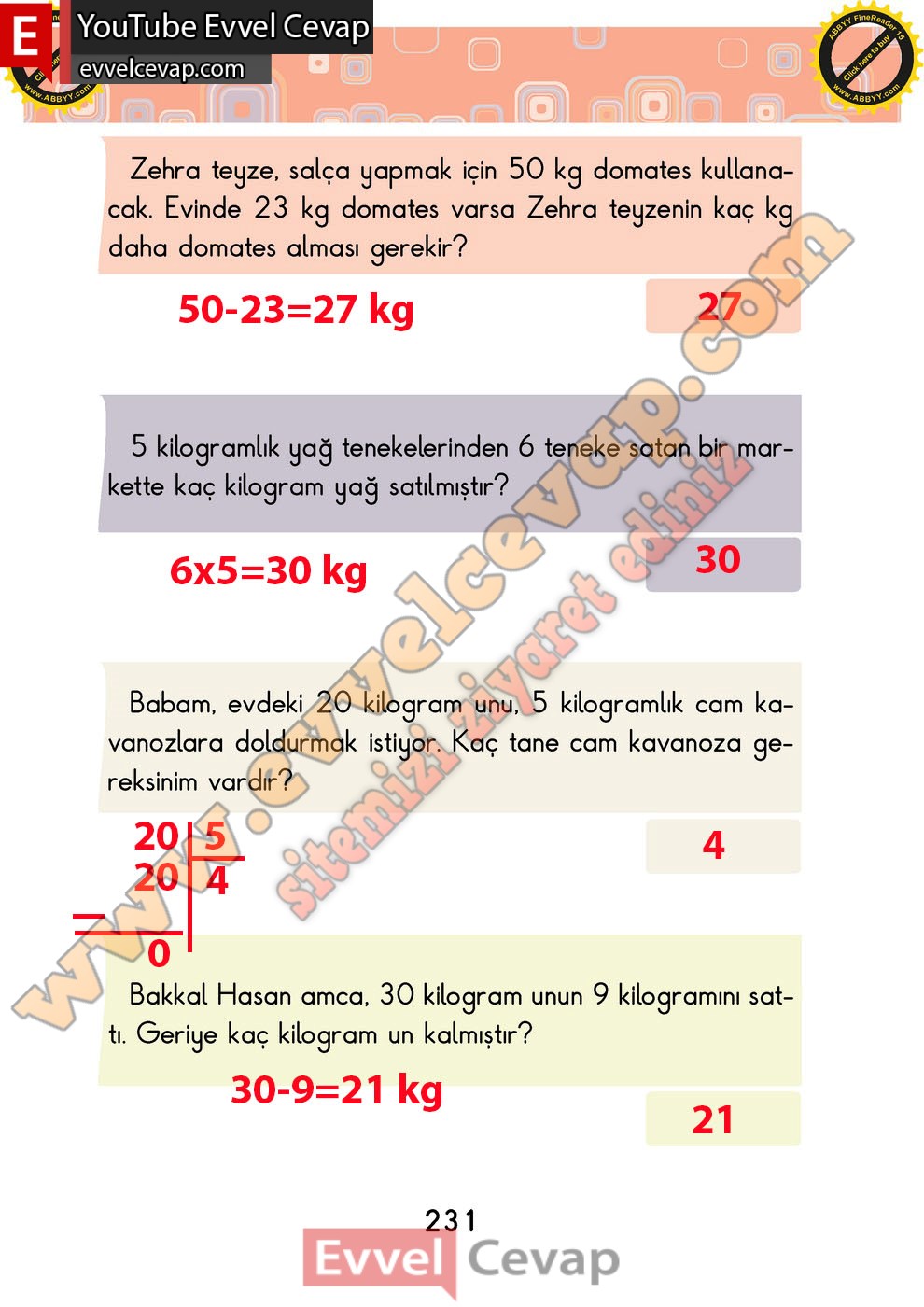 matematik 2 sınıf ders kitabı cevapları 230