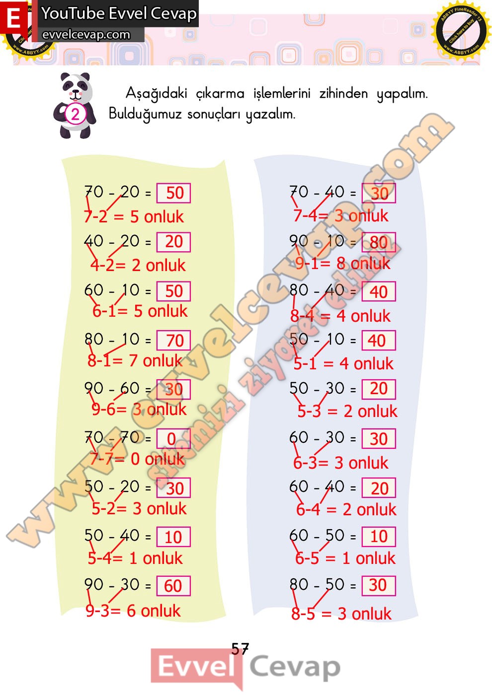 2 sınıf matematik ders kitabı sayfa 56 57 cevapları