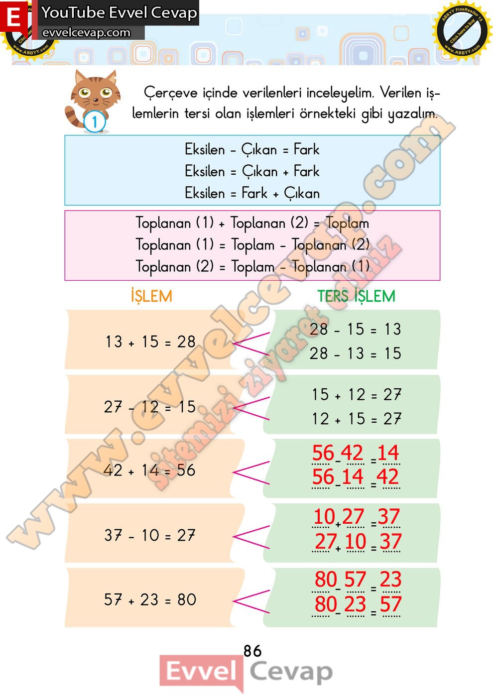 2 sınıf matematik ders kitabı sayfa 85 86 cevapları