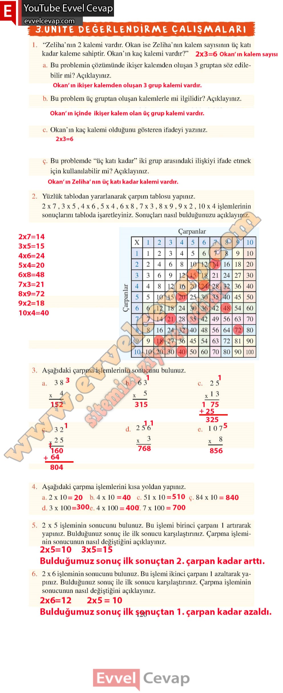 3 sınıf matematik ders kitabı sayfa 126 cevapları tuna yayınları