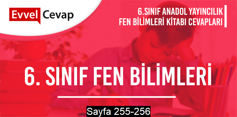 6. Sınıf Fen Bilimleri Ders Kitabı Anadol Sayfa 255-256 Cevapları