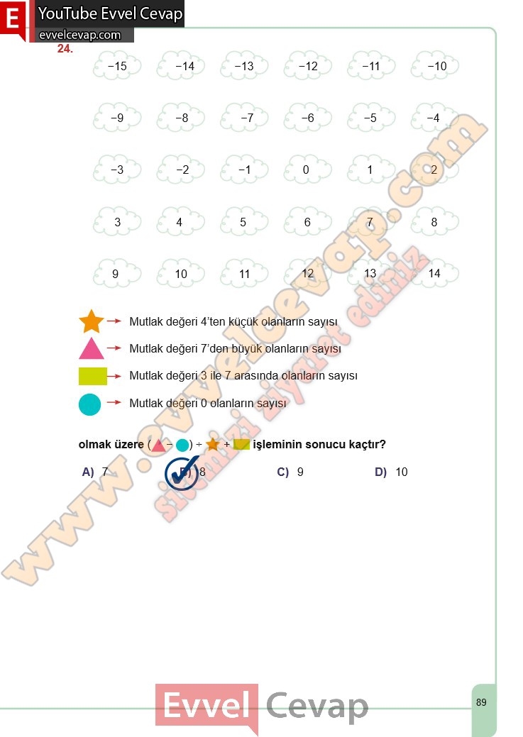 6. Sınıf Matematik Çalışma Kitabı Cevapları Sayfa 89