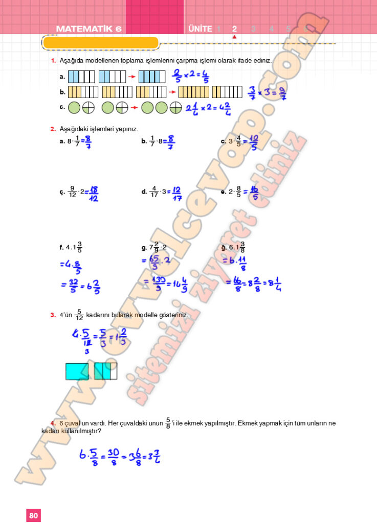 6. Sınıf Matematik Ders Kitabı Cevapları Koza Yayın Sayfa 80