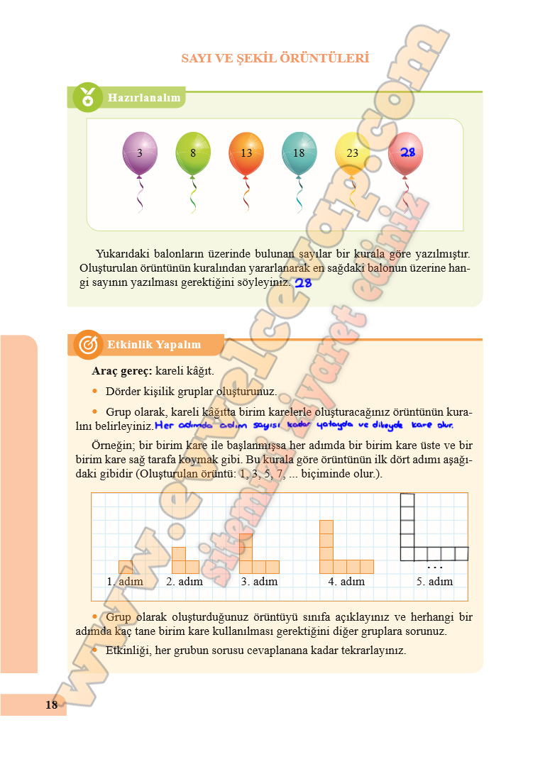 5. Sınıf Özgün Yayınları Matematik Ders Kitabı Cevapları Sayfa 18-19-20-21