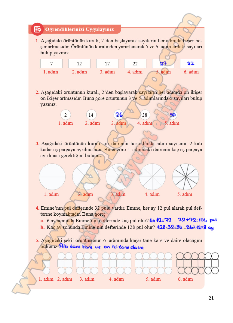 5. Sınıf Özgün Yayınları Matematik Ders Kitabı Cevapları Sayfa 18-19-20-21