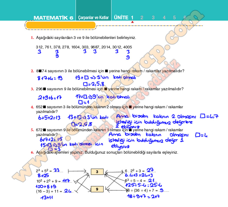 6. Sınıf Matematik Ders Kitabı Cevapları Koza Yayınları Sayfa 28-29-30 ...