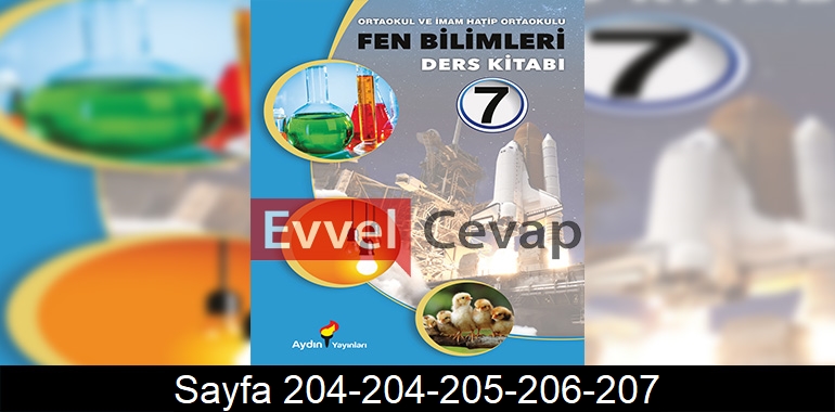 7. Sınıf Aydın Yayınları Fen Bilimleri Ders Kitabı Cevapları Sayfa 204-204-205-206-207