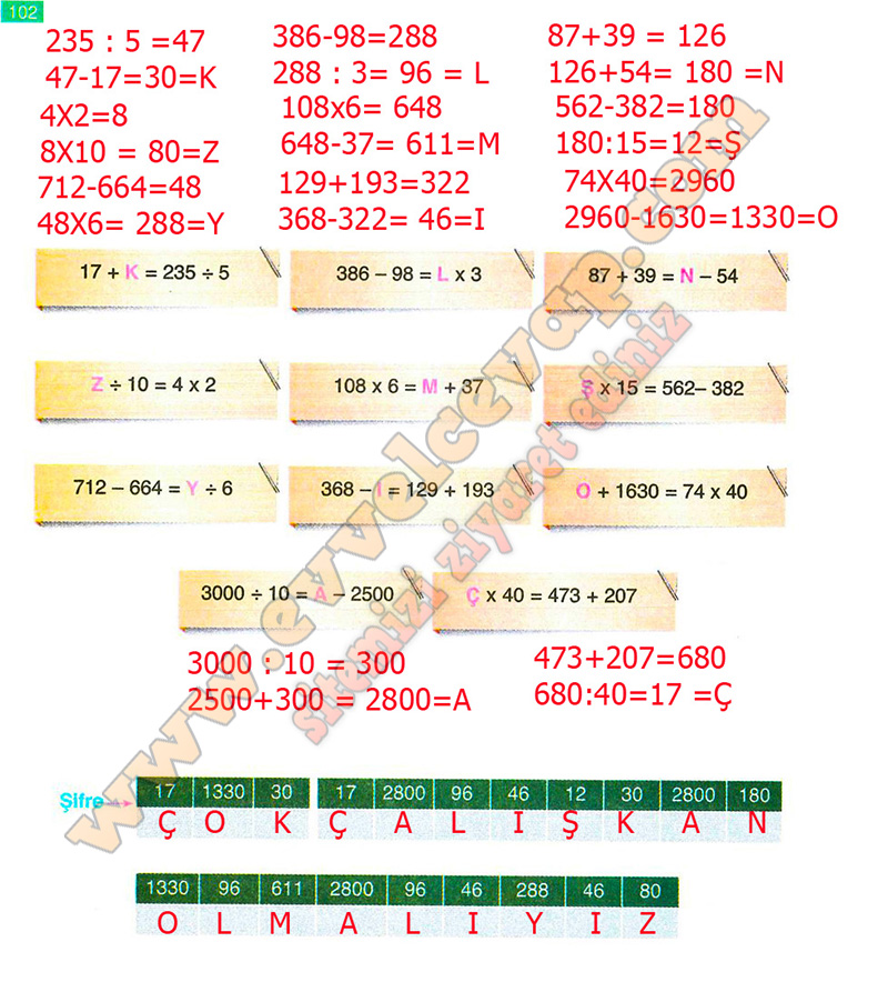 4 sınıf matematik ders kitabı sayfa 102 cevapları ada matbaacılık