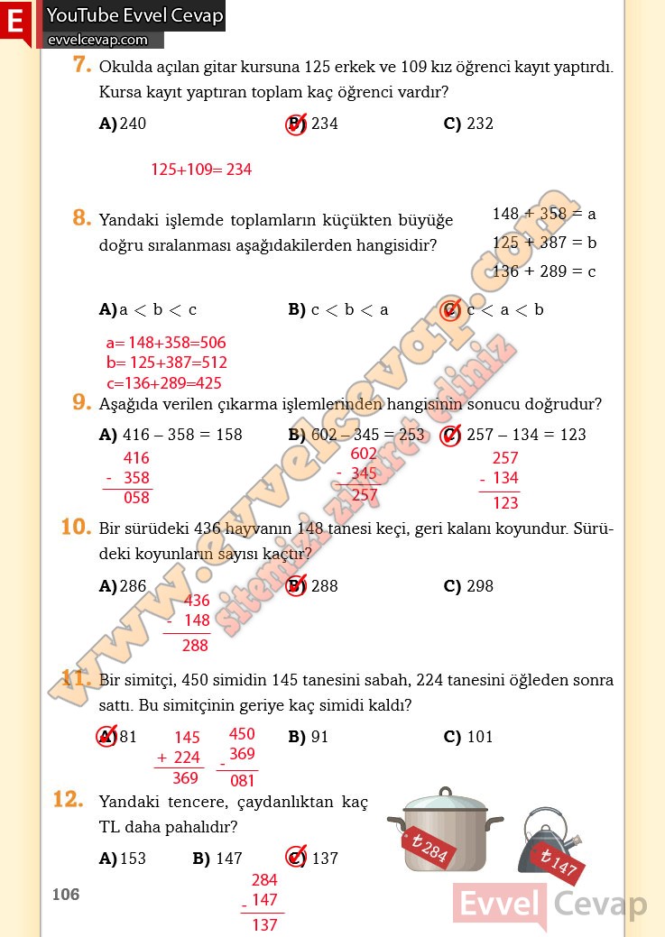 3 sınıf matematik kitabı sayfa 106 107