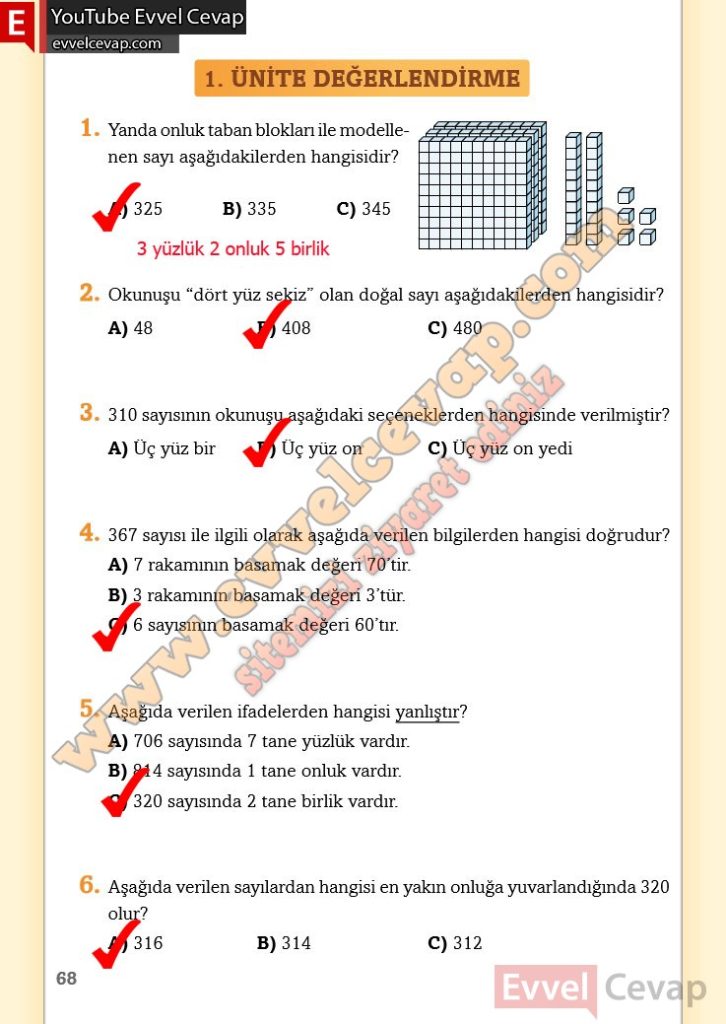3 sınıf matematik ders kitabı sayfa 69 70 cevapları