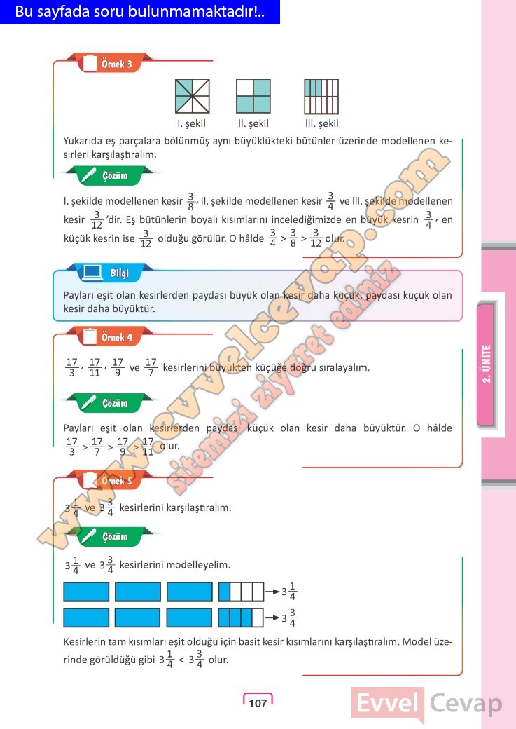 5. Sınıf Meb Yayınları Matematik Ders Kitabı Cevapları Sayfa 106-107 ...