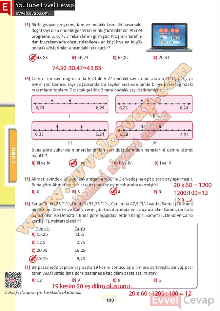 5. Sınıf Meb Yayınları Matematik Ders Kitabı Cevapları Sayfa 177-178 ...