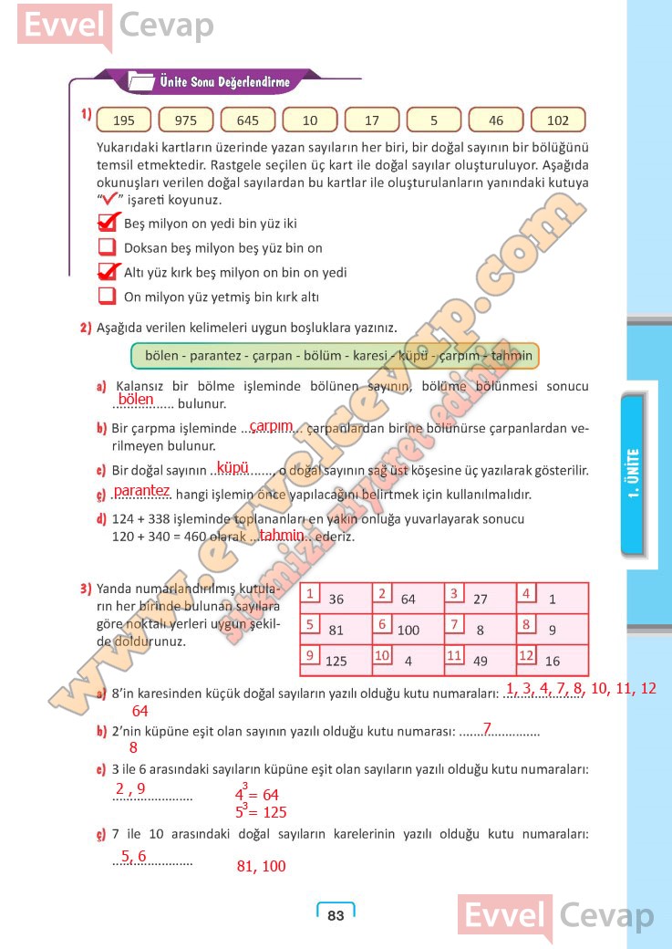 5 sınıf matematik sayfa 83 84 85