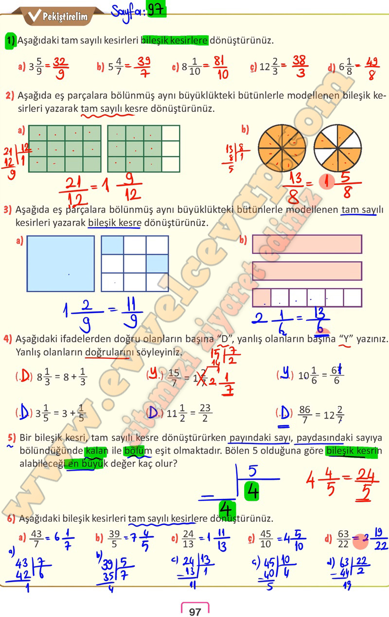 5. Sınıf Matematik Ders Kitabı Cevapları Meb Yayınları Sayfa 97