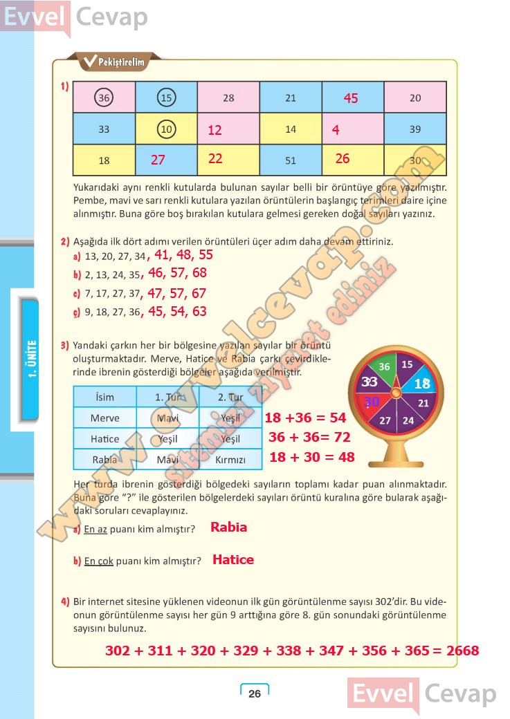 5. Sınıf Matematik Ders Kitabı Cevapları Meb Yayınları Sayfa 26